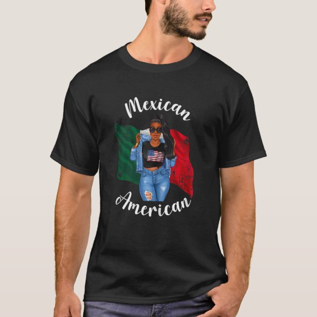 T-shirt Femme Afro Demi Américaine Demi Mexicaine Africain (Devant)