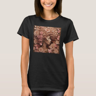 T-shirt Femme Afro Floral Black Queen Puff Melanin Rose Ne