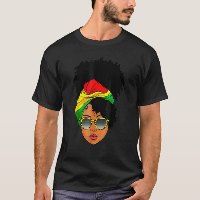 T-shirt Femme Afro foulard Nubian Melanin Popping noir (Devant)