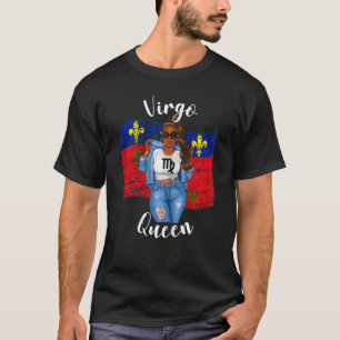 T-shirt Femme Afro Guadeloupe Virgo Queen Drapeau noir W