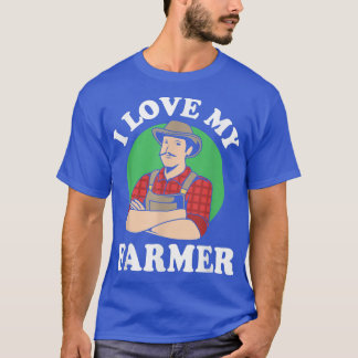 T-shirt Femme Agricole Pour Femmes J'Aime Mon Agriculteur