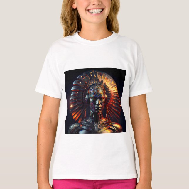 T-shirt Femme Alien Avec Coiffure En Métal (Devant)