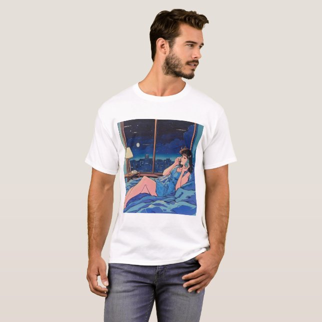 T-shirt femme allongée au lit (Devant entier)