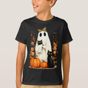 T-shirt Femme amateur de chats de Halloween tenant un chat