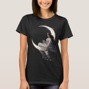 T-shirt Femme Art Nouveau Céleste sur Croissant de Lune