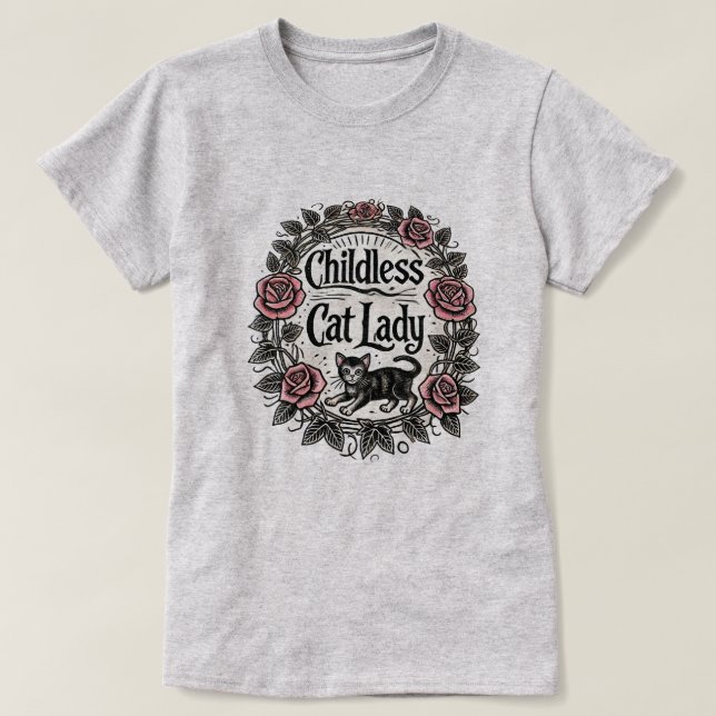 T-shirt Femme au chat sans enfant (Design devant)