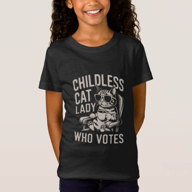 T-Shirt Femme au chat sans enfant Élection 2024 Vote Kamal (Devant)