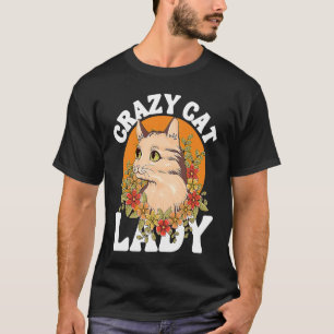 T-shirt Femme aux chats folle Animaux Fleurs Fête des mère