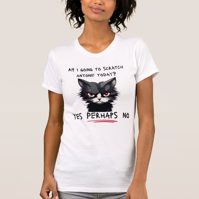 T-shirt femme avec chat noir (Devant)