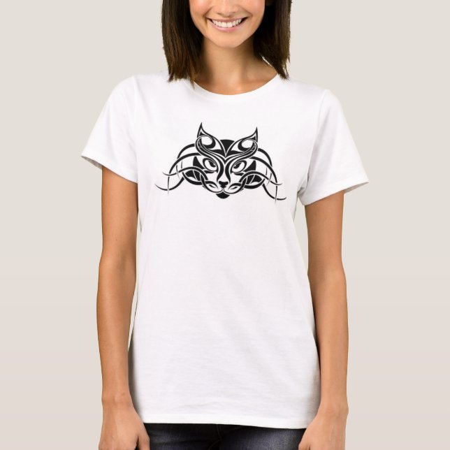 T-shirt femme avec chat tribal (Devant)