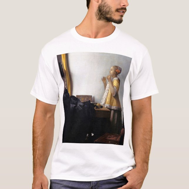 T-shirt Femme avec collier de perles, Johannes Vermeer (Devant)