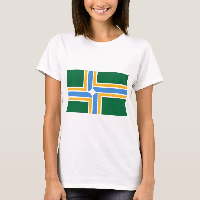 T-shirt femme avec drapeau de Portland, Oregon (Devant)