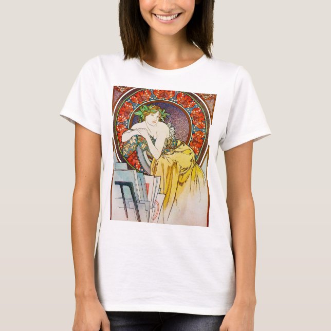T-shirt Femme avec du pavot, Mucha (Devant)