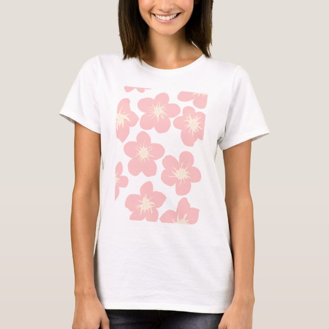 T-shirt femme avec imprimé à fleurs rose (Devant)