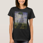 T-shirt Femme avec parasol par Claude Monet, Art Vintage<br><div class="desc">La promenade, Camille Monet et Son Fils Jean (Femme avec un Parasol) (1875) de Claude Monet est une vintage peinture impressionniste de famille de portrait. Une mère se promène avec son jeune enfant dans un champ ou dans une prairie printanière. Elle tient un parasol et porte une belle robe qui...</div>