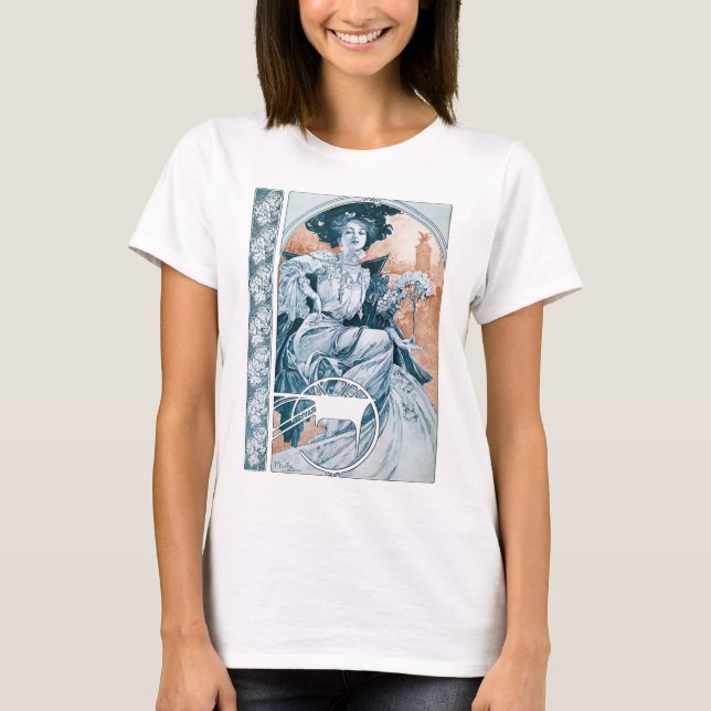 T-shirt Femme avec Rose, Mucha (Devant)