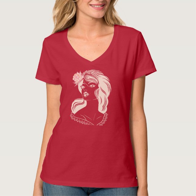T-shirt Femme avec Rose rose (Devant)