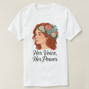 T-shirt Femme avec tête fleurie, autonomisation des femmes