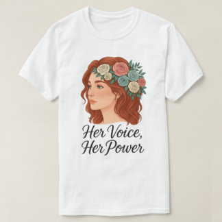 T-shirt Femme avec tête fleurie, autonomisation des femmes