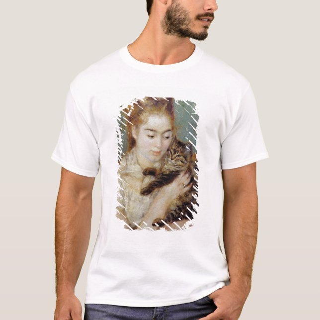 T-shirt Femme avec un chat par Pierre-Auguste Renoir (Devant)