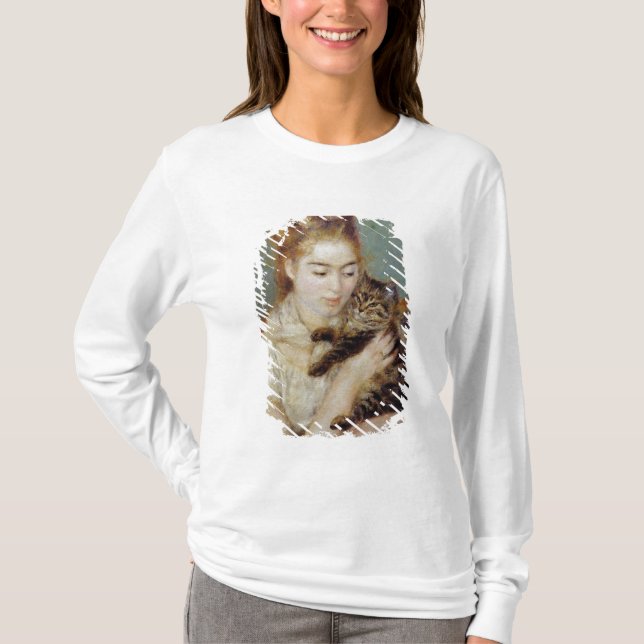 T-shirt Femme avec un chat par Pierre-Auguste Renoir (Devant)