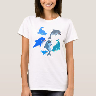 T-shirt femme avec une joyeuse troupe de dauphins 