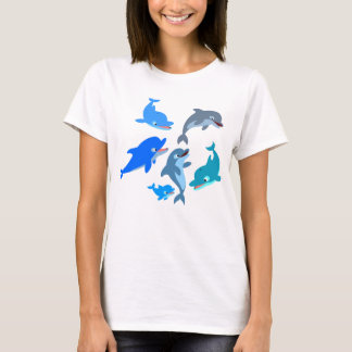 T-shirt femme avec une joyeuse troupe de dauphins