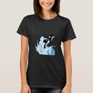 T-shirt Femme Baleine Animal Océan Tueur Baleine Vagues Or