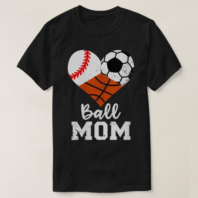 T-shirt Femme Ball Maman Drôle Baseball Soccer Basketball  (Design devant)