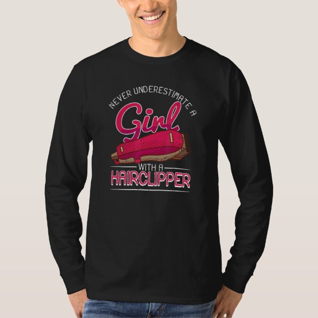 T-shirt Femme Barbier Fille Avec Clipper Coiffeuse (Devant)
