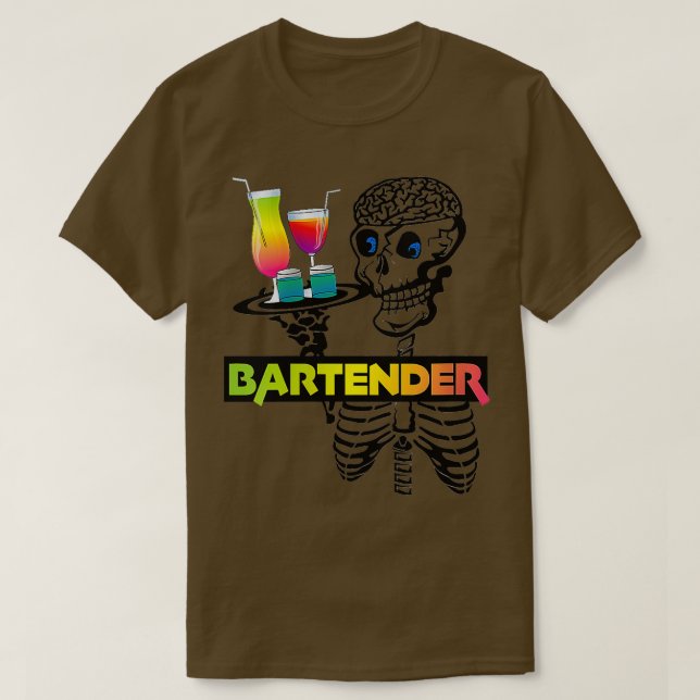 T-shirt Femme Bartender Skeleton bartending Halloween VNe (Design devant)