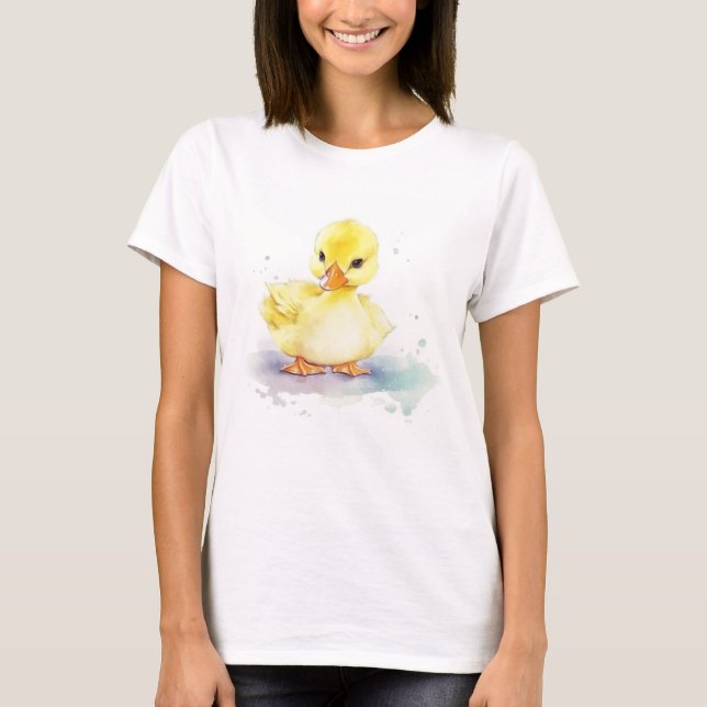 T-shirt femme bébé canard 2 aquarelle (Devant)