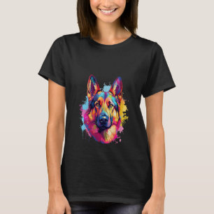 T-shirt Femme berger allemand coloré chien splash art V N
