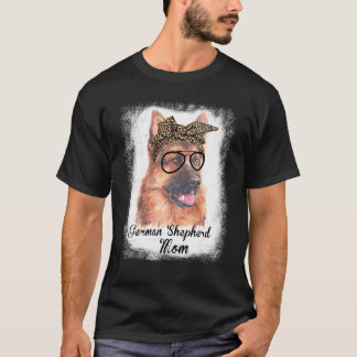 T-shirt Femme berger allemand Maman léopard Bleached Chien