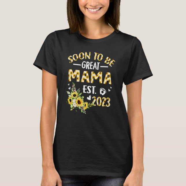 T-shirt Femme Bientôt Mama 2023 Tournesol Nouveau Mama 8 (Devant)