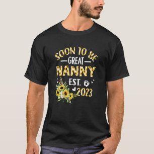 T-shirt Femme Bientôt Nanny 2023 Tournesol Nouvelle Nanny