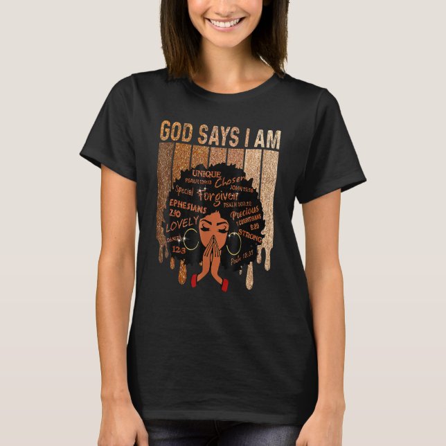 T-shirt Femme Black Girl Queen God Dit Que Je Suis Melanin (Devant)