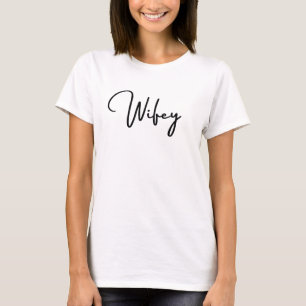 T-shirt Femme blanc Wifey moderne noir