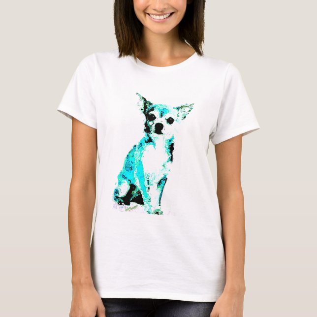 T-shirt femme bleu Chiwawa (Devant)