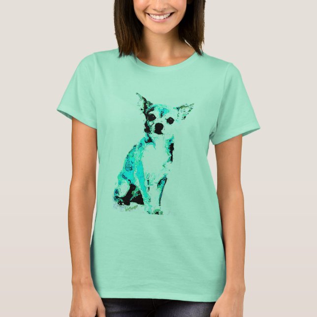 T-shirt femme bleu Chiwawa (Devant)