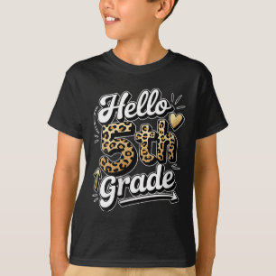 T-shirt Femme Bonjour 5ème Cinquième Classe Léopard Enseig