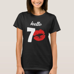T-shirt Femme Bonjour 70 Red Lip Kisses Anniversaire Pour