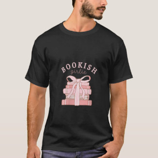 T-shirt Femme Booking Girlie Coquette Bow Book Lover Rose