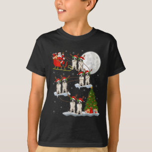 T-shirt Femme Border Collie Chien Père Noël Traîneau Volan