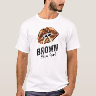 T-shirt Femme Brown Skin Girl Black Queen Melanin Poppin
