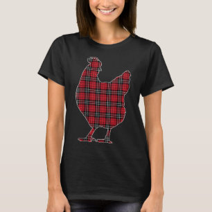 T-shirt Femme Buffle rouge Plaid Chicken Correspondant Fam