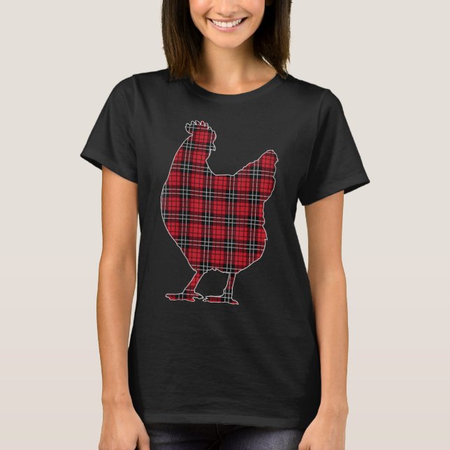 T-shirt Femme Buffle rouge Plaid Chicken Correspondant Fam (Devant)