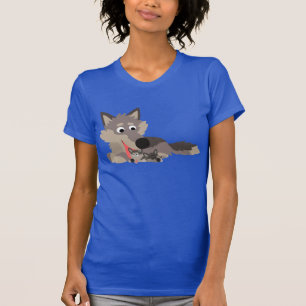 T-shirt Femme Cartoon papa Wolf and Pups