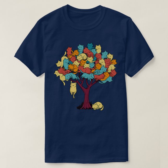 T-shirt Femme Chat Arbre Chat Cool Arbre d'automne Amoureu (Design devant)