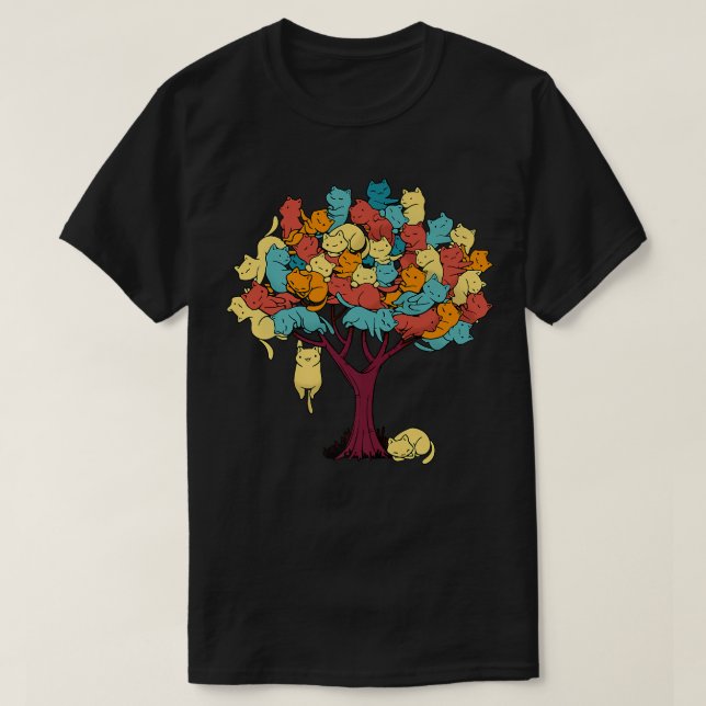 T-shirt Femme Chat Arbre Chat Cool Automne Arbre Chat Love (Design devant)